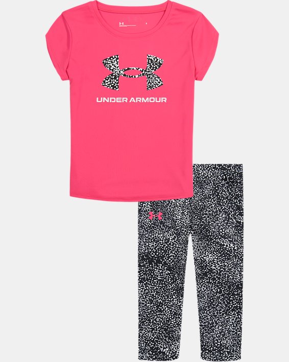 Girls' Toddler UA Big Logo Short Sleeve & Speckle Leggings Set, Pink, pdpMainDesktop image number 0